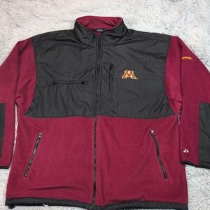 Minnesota Golden Gophers Jacket Mens 2XL Maroon Fleece Zip Up Pockets Athletic